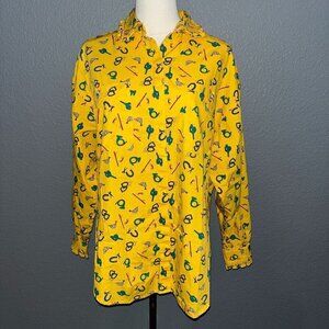 Vintage The Great Plains Equestrian Ruffle Collar & Cuff Blouse Shirt Top Size M